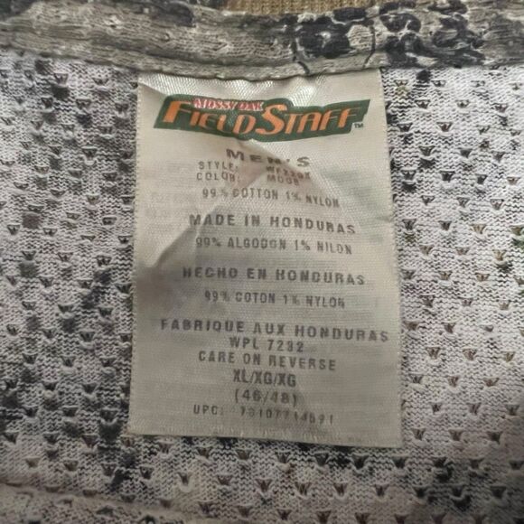 Field Staff T Shirt Mens XL Mossy Oak Camo Long Sleeve Crew Mesh VTG - Picture 4 of 9
